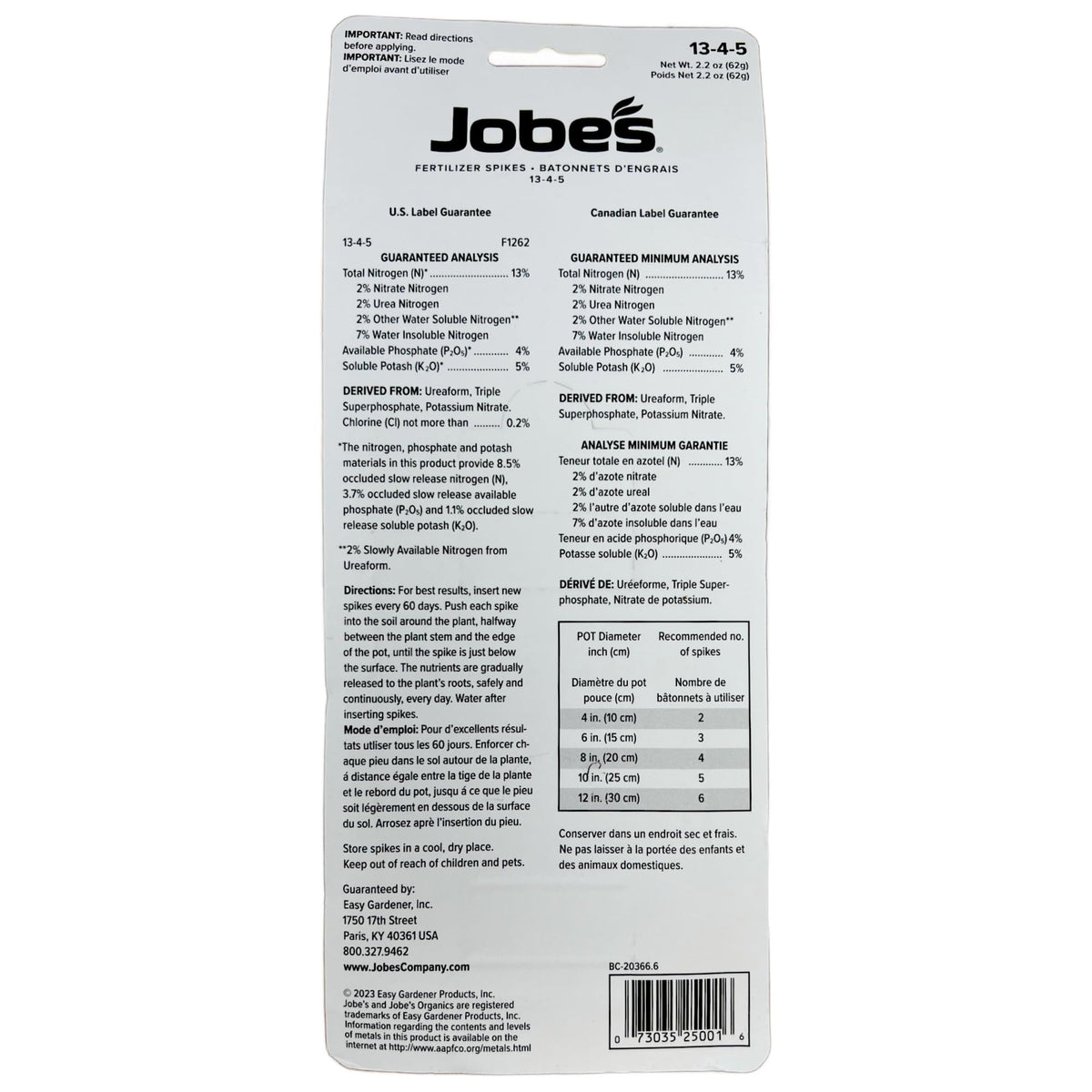 Jobe's Organics 5001T spikes closeup—granular fertilizer delivering steady nutrients.