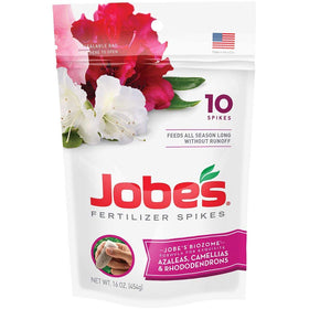 Jobe's Organics azalea spikes close-up showing uniform pellets for steady nutrient release.