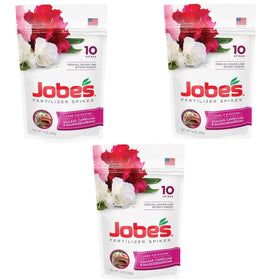 Jobe's Organics azalea spikes front-pack view for easy feeding of azalea shrubs.