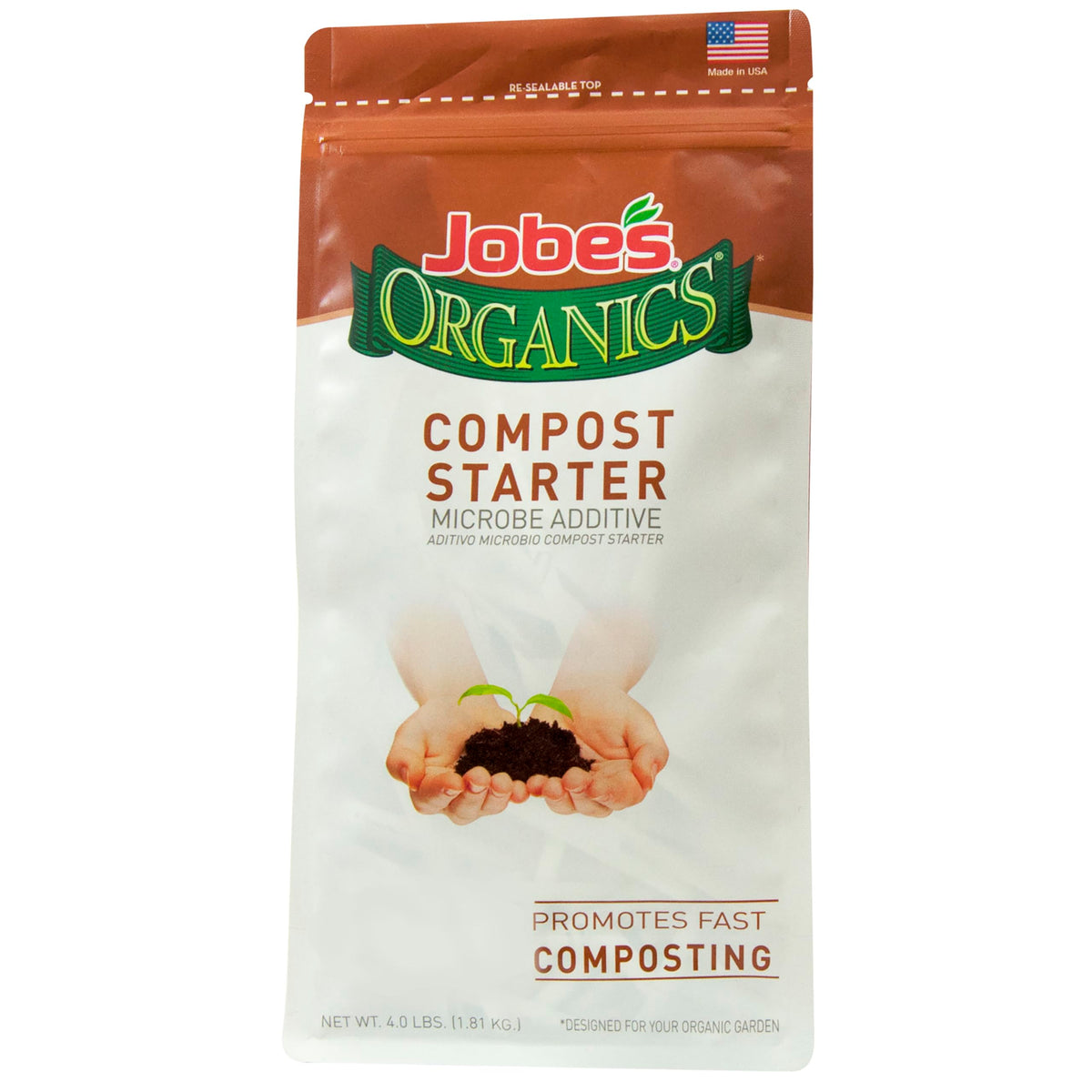 Jobe's Organics compost starter bag spread on a backyard pile for faster breakdown