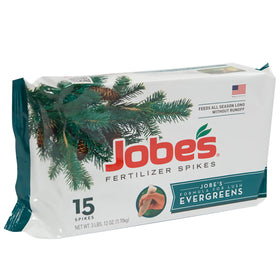 Jobes Organics evergreen spikes placed at the dripline for steady root feeding.
