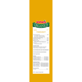 Jobe’s Organics fertilizer label shows 4-2-4 NPK for balanced feeding.