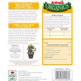 Jobe's Organics lemon-tree spikes support vibrant foliage.