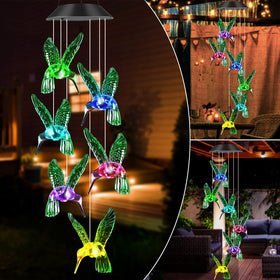 JOBOSI hummingbird wind chime with solar light adds soothing garden ambiance
