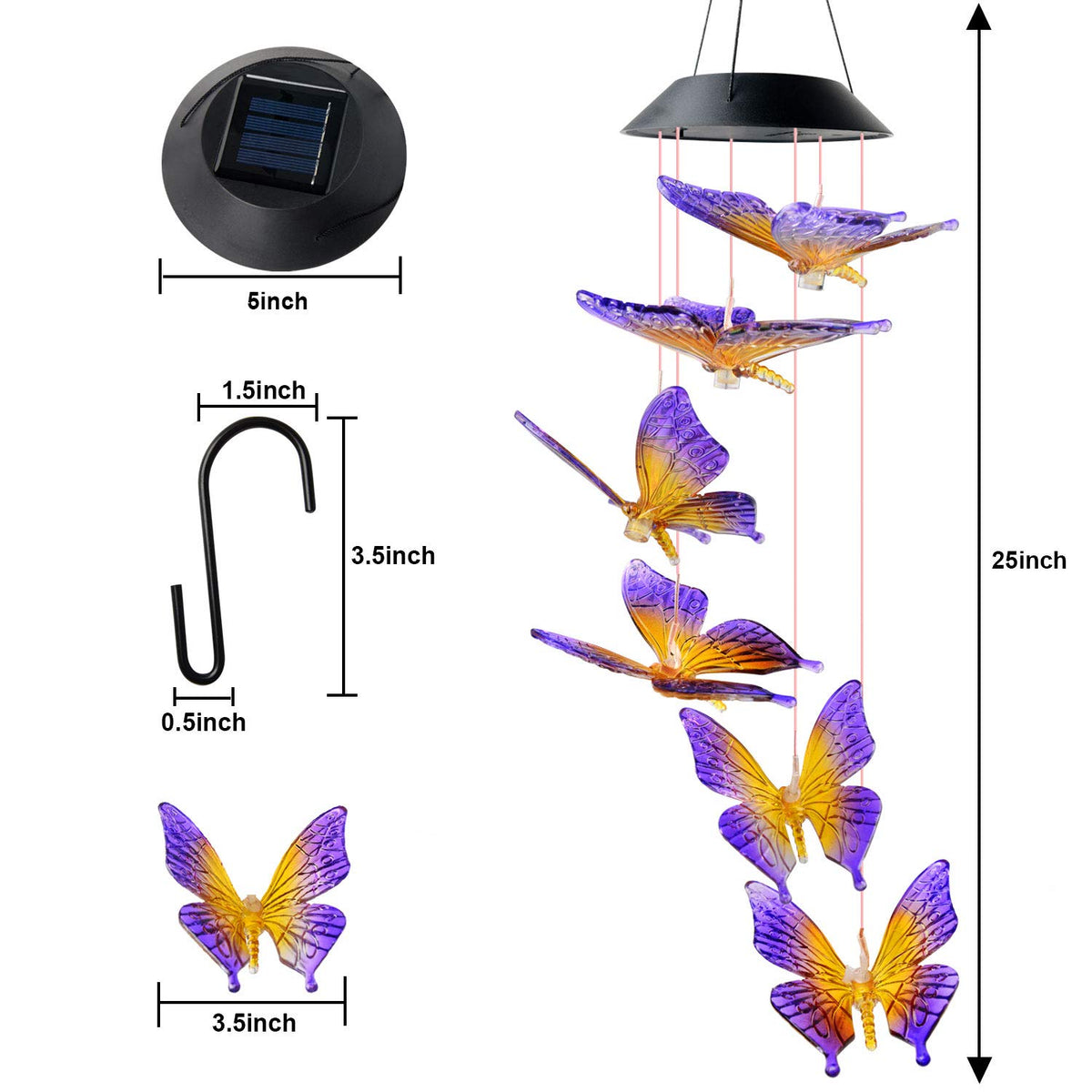 JOBOSI Mother's Day gift butterfly wind chime for mom or grandma