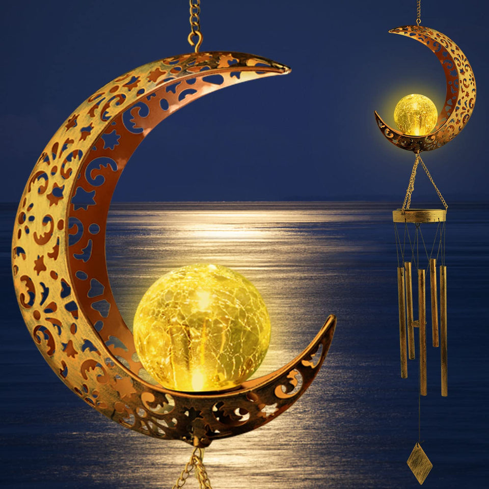 JOBOSI solar moon wind chimes illuminate outdoor spaces with soft glow