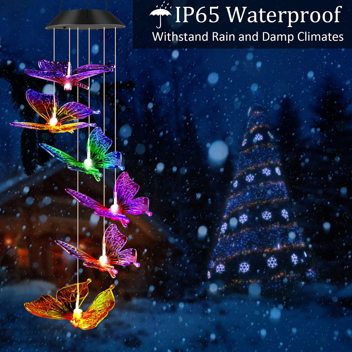 JOBOSI waterproof garden decor butterfly chime for patios and yards