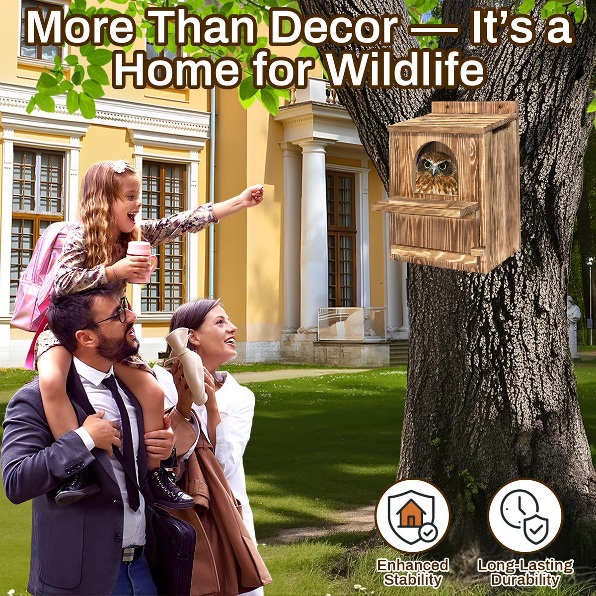 Jobsonslates outdoor owl box adds garden charm and wildlife habitat