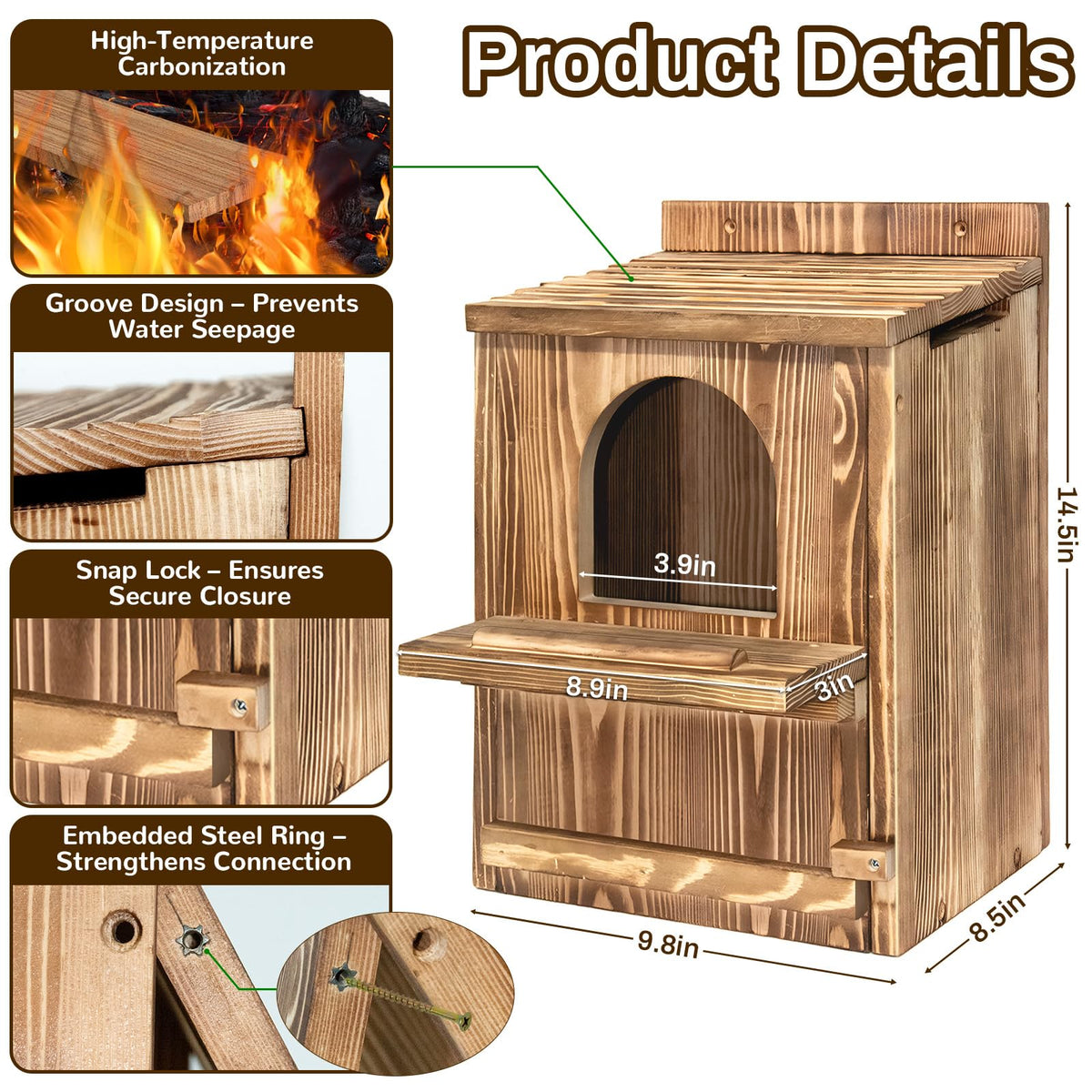 Jobsonslates Large Owl Box side view highlights ventilation and access