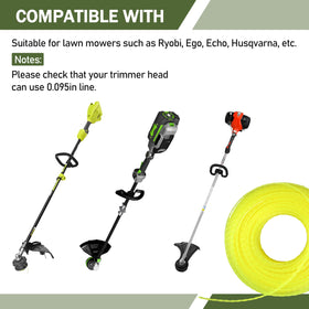 JODDMTTY twisted trimmer line for Greenworks, 0.095 inch, 200 ft spool for clean lawn edges