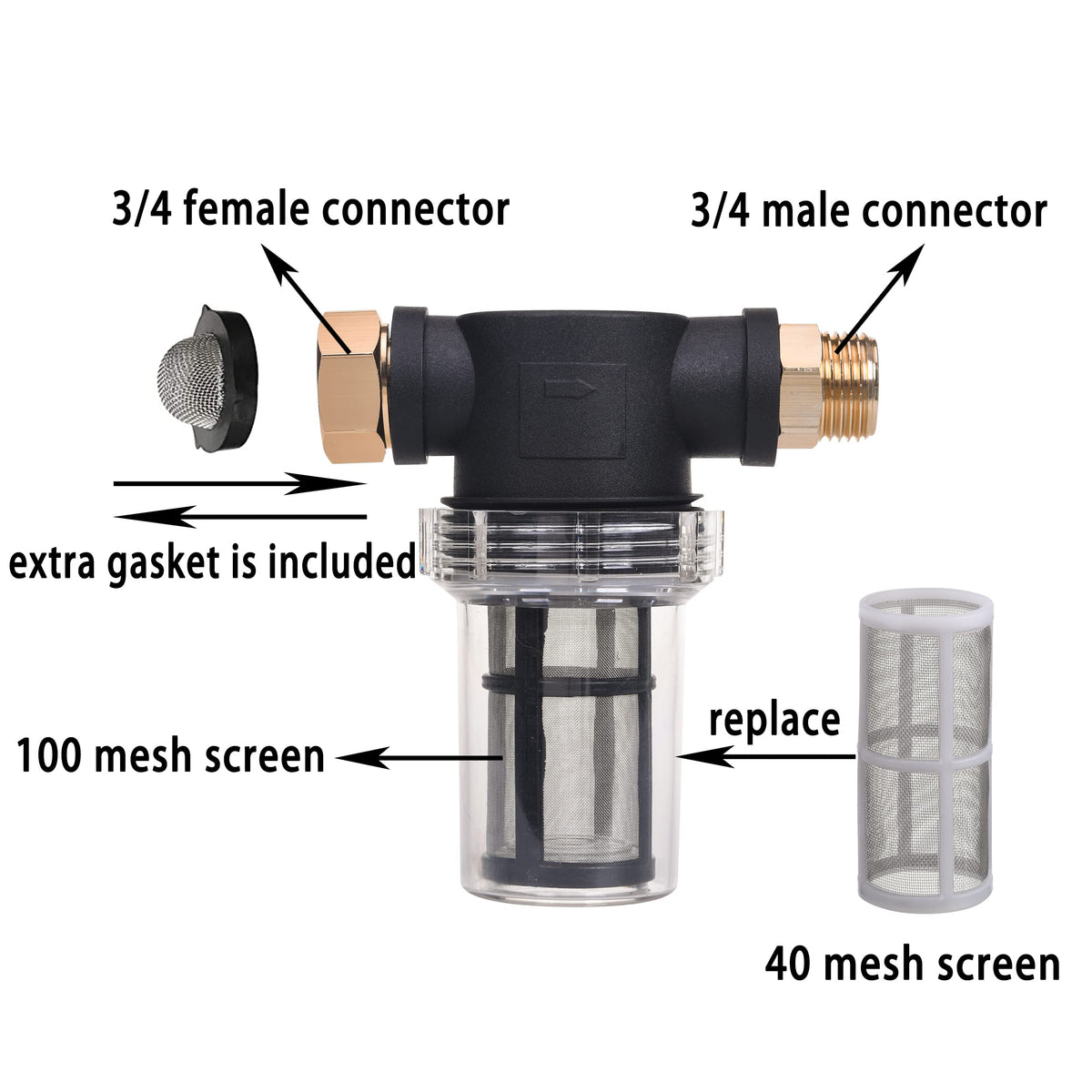 JOEJET garden hose filter 100-mesh screen catches finer debris