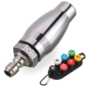 JOEJET Turbo nozzle in action delivering a powerful rotating spray.