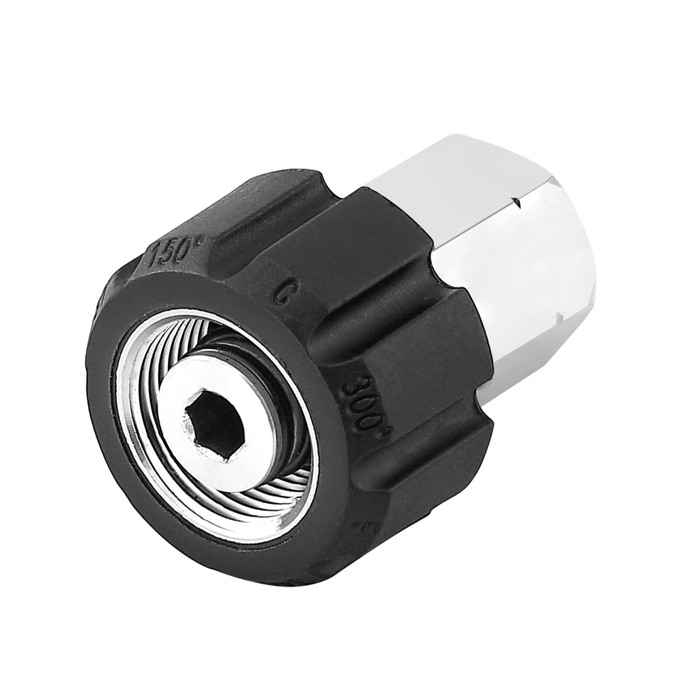 JOEJET pressure washer adapter front view for M22-14mm to 3/8NPT connections