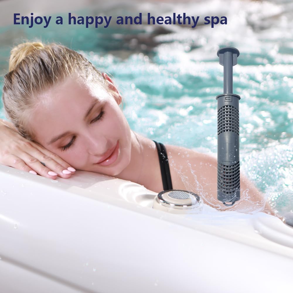 Odor-free spa water with Joepoe silver ion cartridge in action.