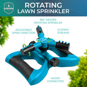 Joeys Garden Sprinkler extension option expands coverage for larger lawns.