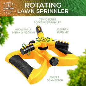 Joeys Garden Sprinkler hose connector enables easy setup with standard hoses.