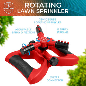 Rotating arms of Joeys Sprinkler deliver rain-like coverage across your yard