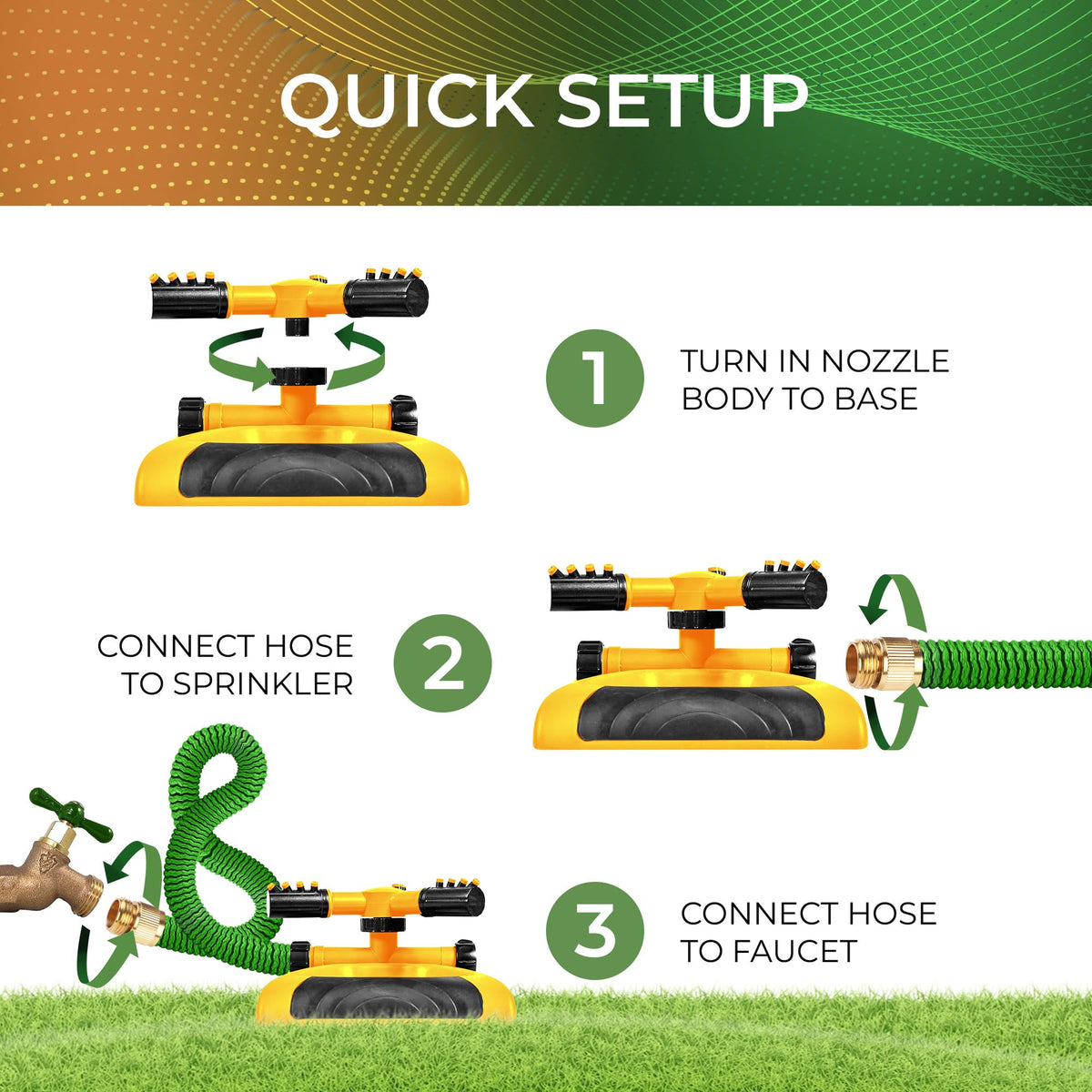 Joeys Garden Sprinkler rotating arms deliver customizable spray patterns for any yard.