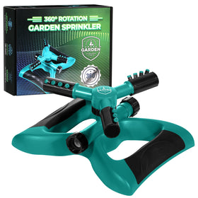 Joeys Garden Sprinkler base provides stable watering on flat lawns.