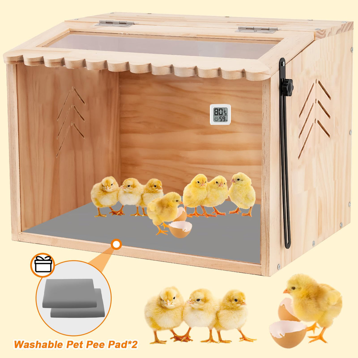 JOGEPEYO chick brooder easy-clean design with removable panel.