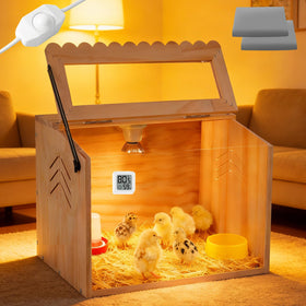 JOGEPEYO chicken brooder box front view with acrylic panel for easy monitoring.