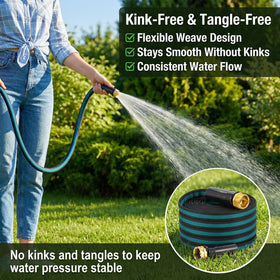 JOH kink-free flexible hose designed for tangle-free watering around obstacles.