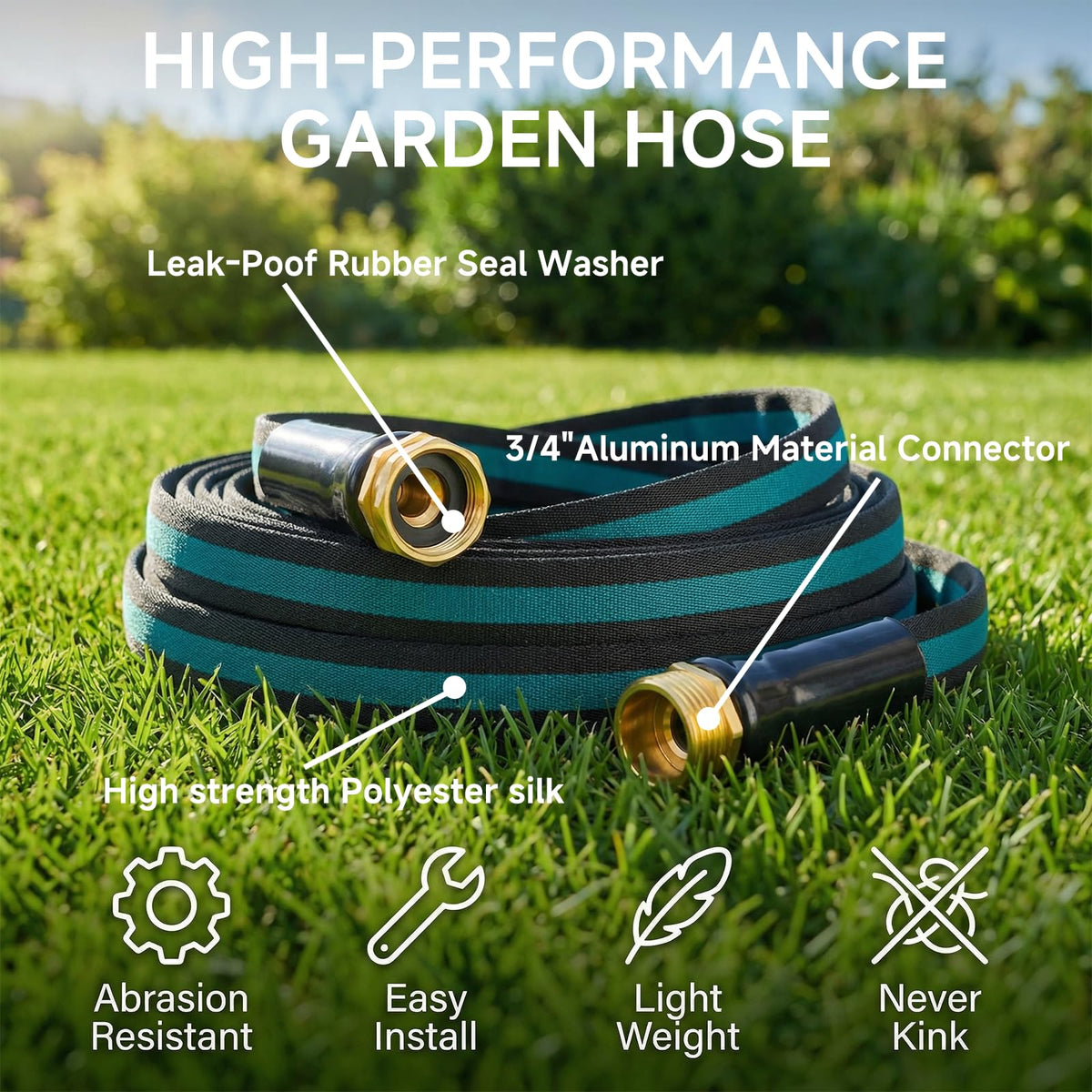 JOH hose delivering smooth water flow for steady spraying across plants.