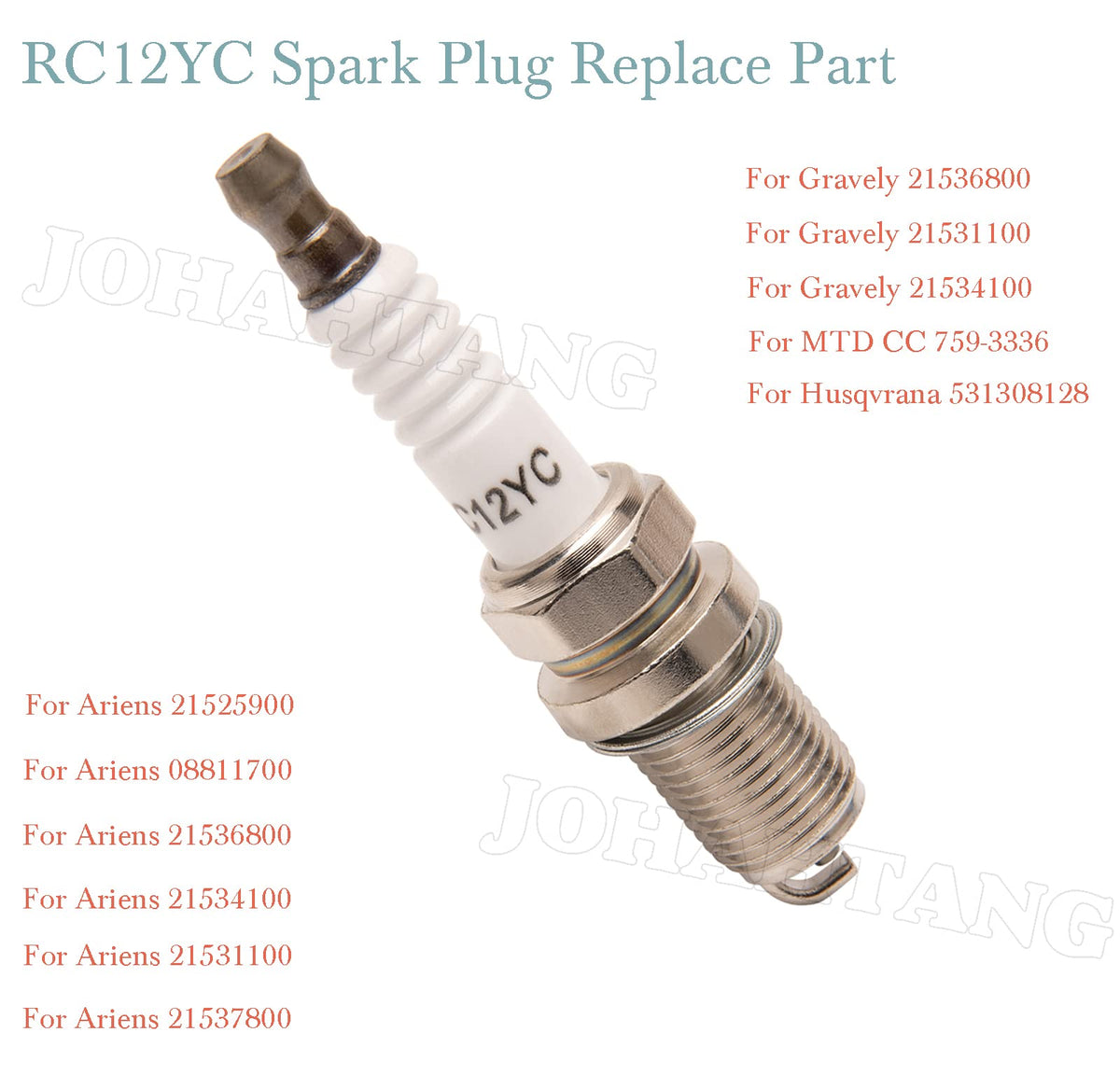 JOHAHTANG RC12YC spark plug durable body withstands demanding mower tasks.