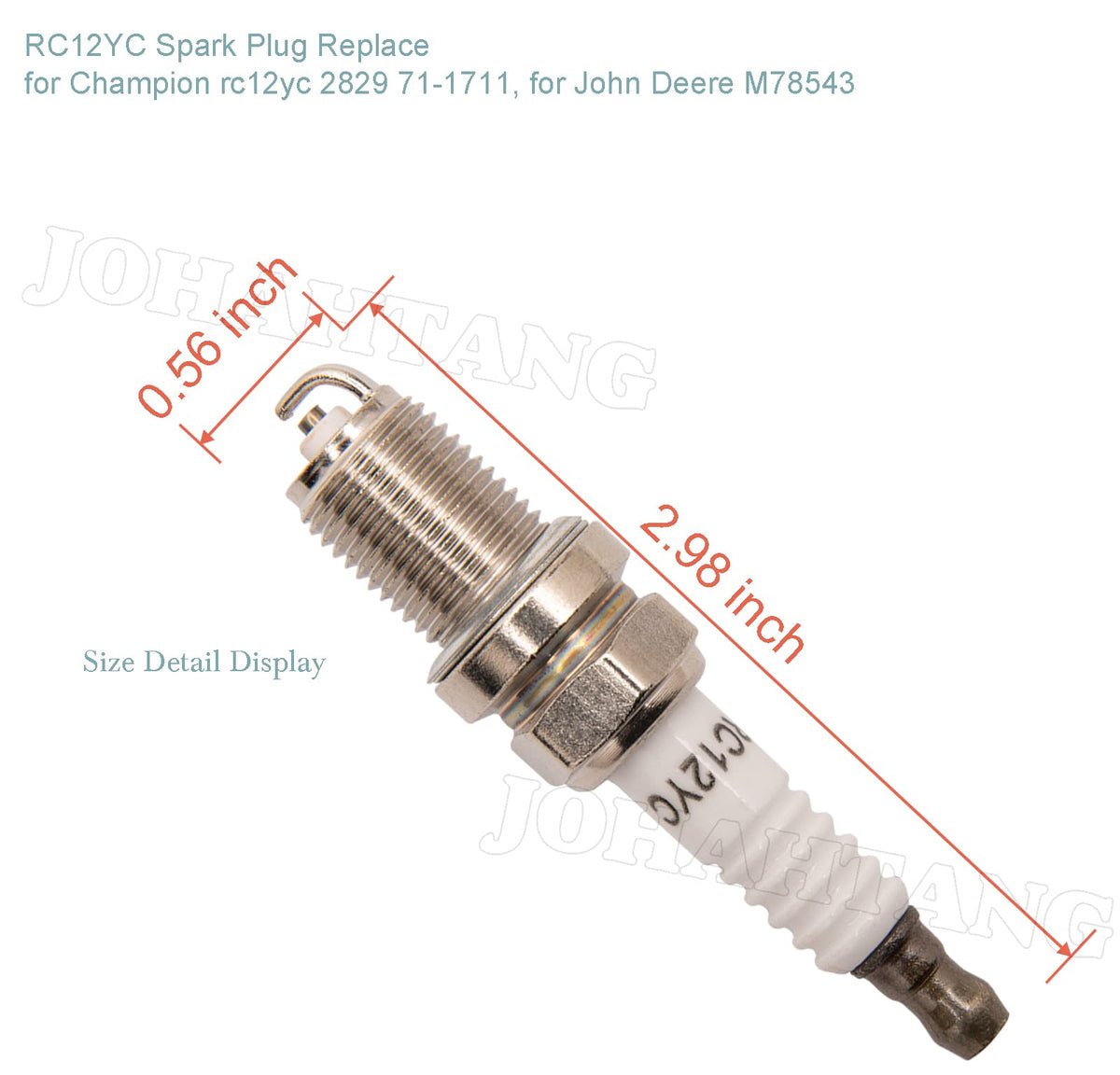 JOHAHTANG RC12YC spark plug side view showing copper core for heat control.