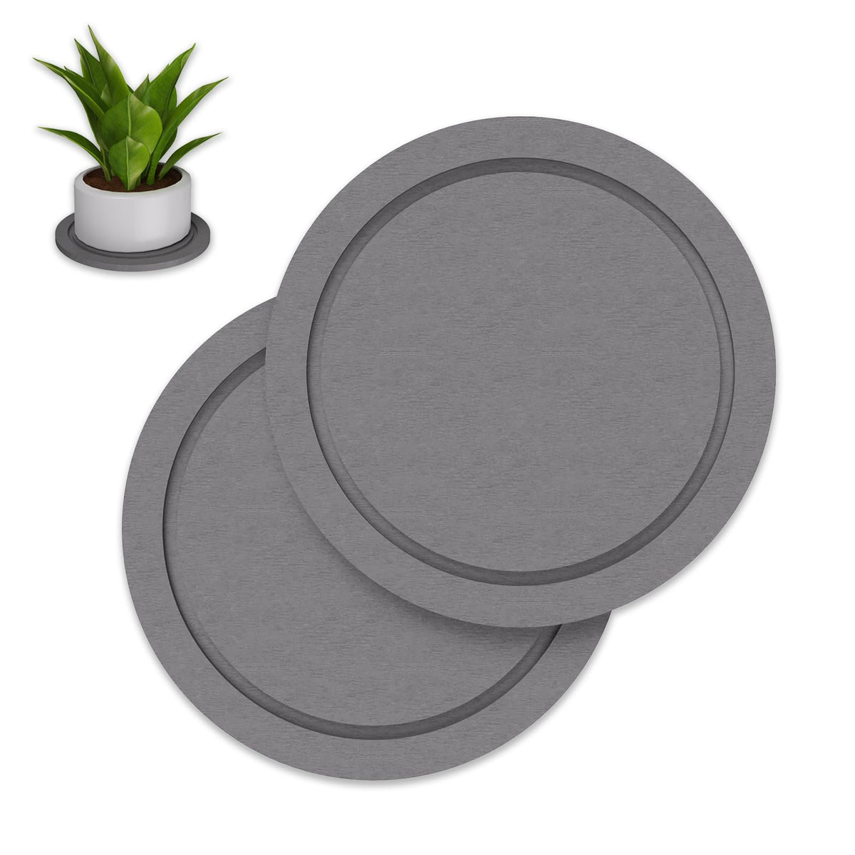 Johamoo plant saucer 6-inch pair with diatomaceous earth, keeps indoor planters dry and tidy.