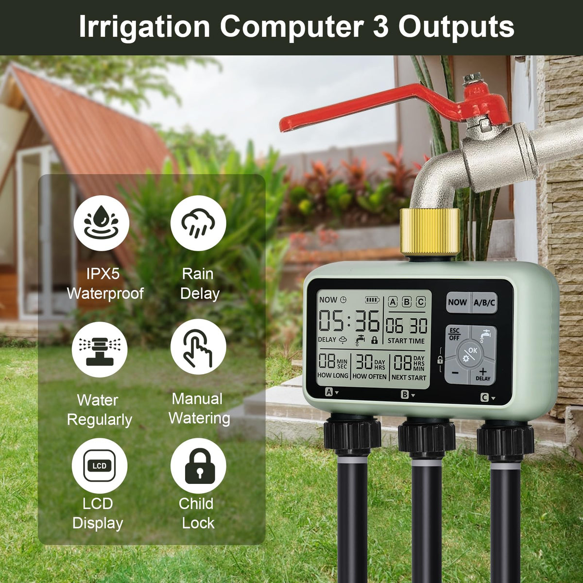 johgee brass-interface timer components highlight durability against sun and weather.