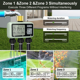 johgee timer ipx5 test display emphasizes outdoor waterproofing and rugged reliability.