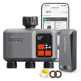 Johgee WiFi Sprinkler Timer 3-Zone with wall-penetration provides broad coverage for large gardens.