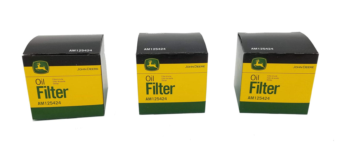 John Deere AM125424 oil filter pack, side view, reliable OEM part for engine protection.