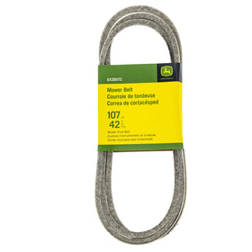 John Deere GX20072 flat belt front view, durable OEM replacement for compatible tractors.