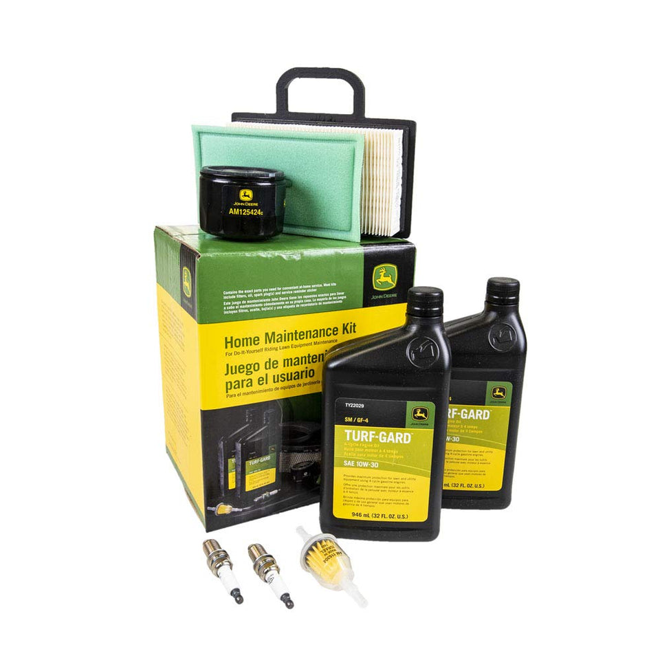 John Deere LG230 maintenance kit packaged view for at-home mower service