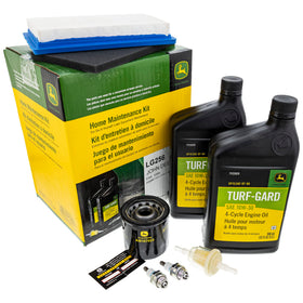 John Deere LG256 kit box showing OEM components for easy home maintenance