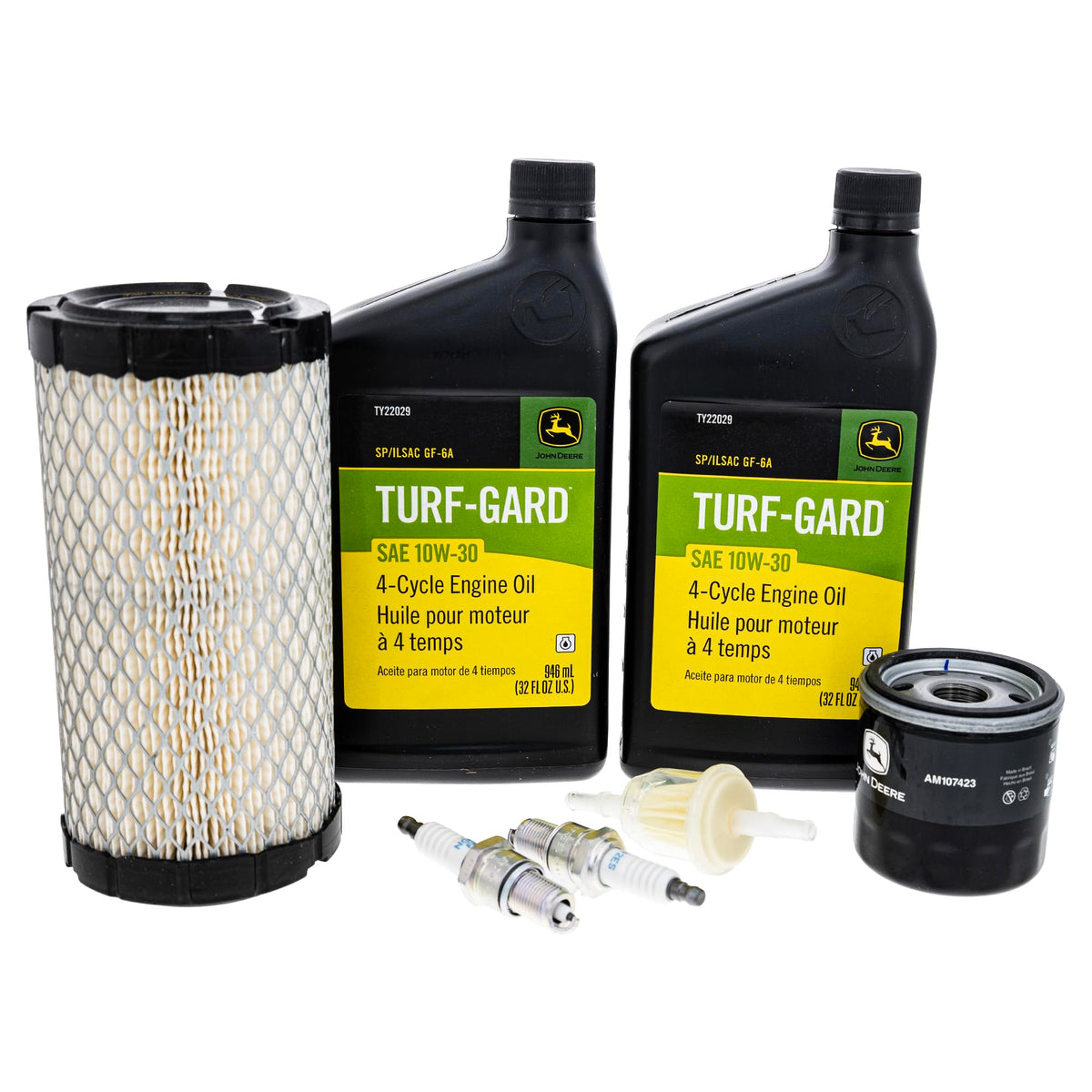 John Deere LG259 filter kit package ready for at-home maintenance and replacement
