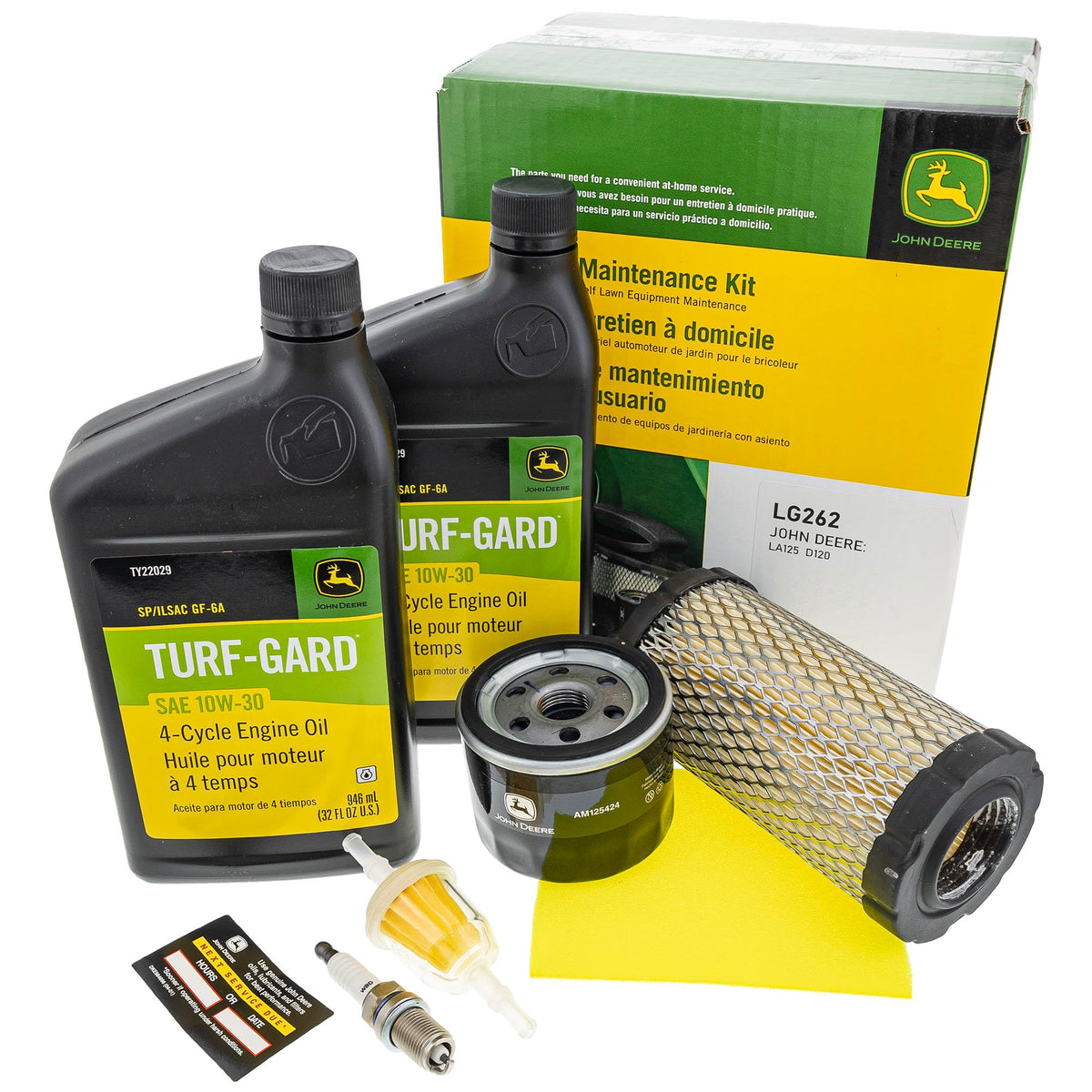 John Deere LG262 oil filter for LA125, ensuring clean oil flow.