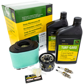 John Deere LG264 maintenance kit packaging showing included parts for easy at-home service