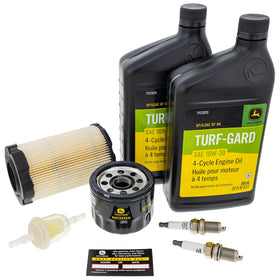 John Deere LG275 oil filters pack and two 10W-30 quarts.
