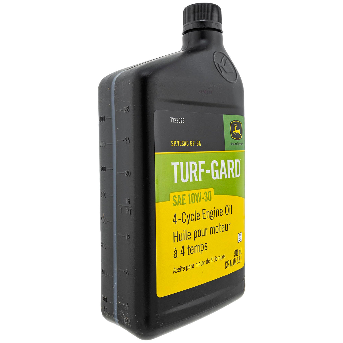 John Deere LG275 quart 10W-30 oil bottles included.