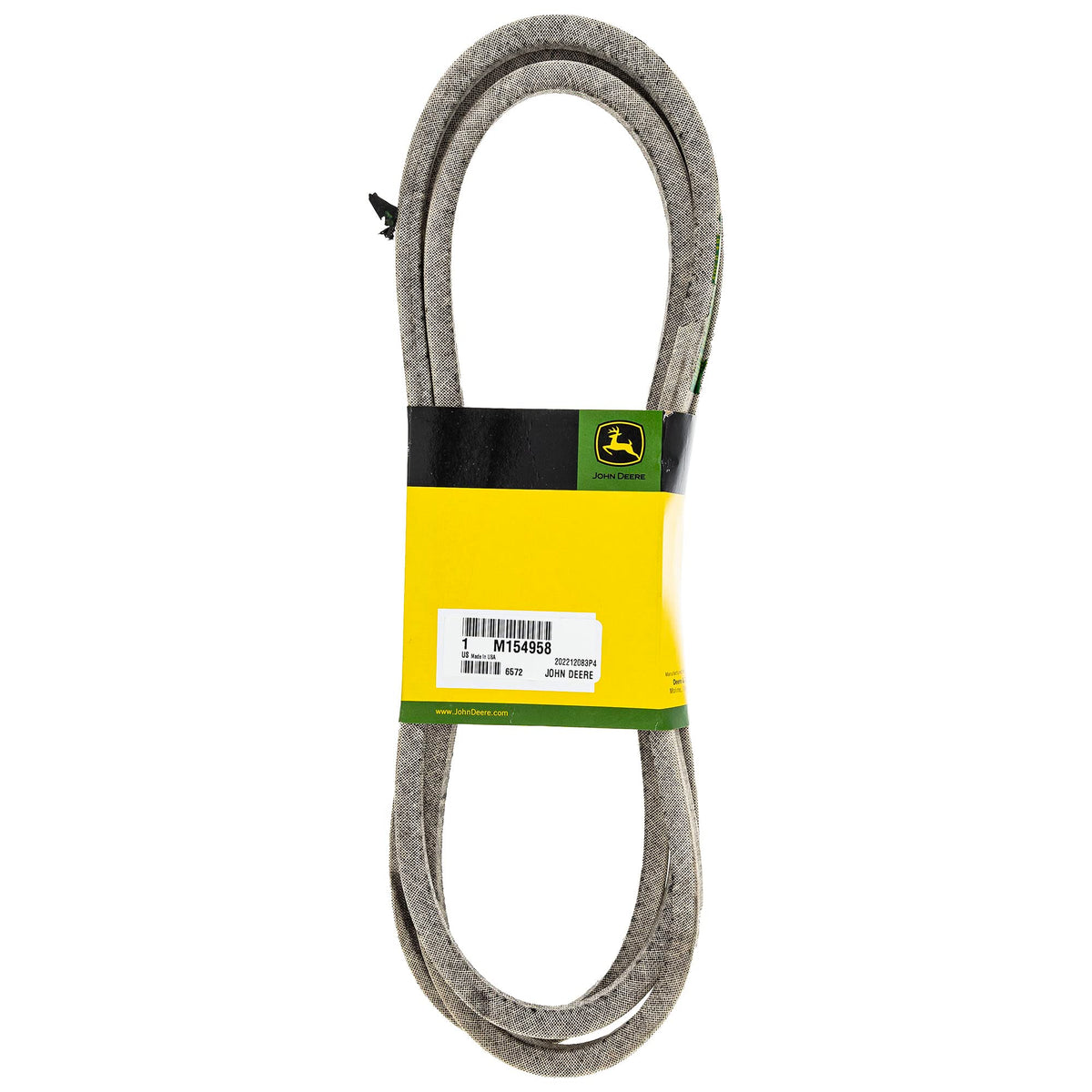 John Deere M154958 belt packaging with OEM part numbers for quick replacement.