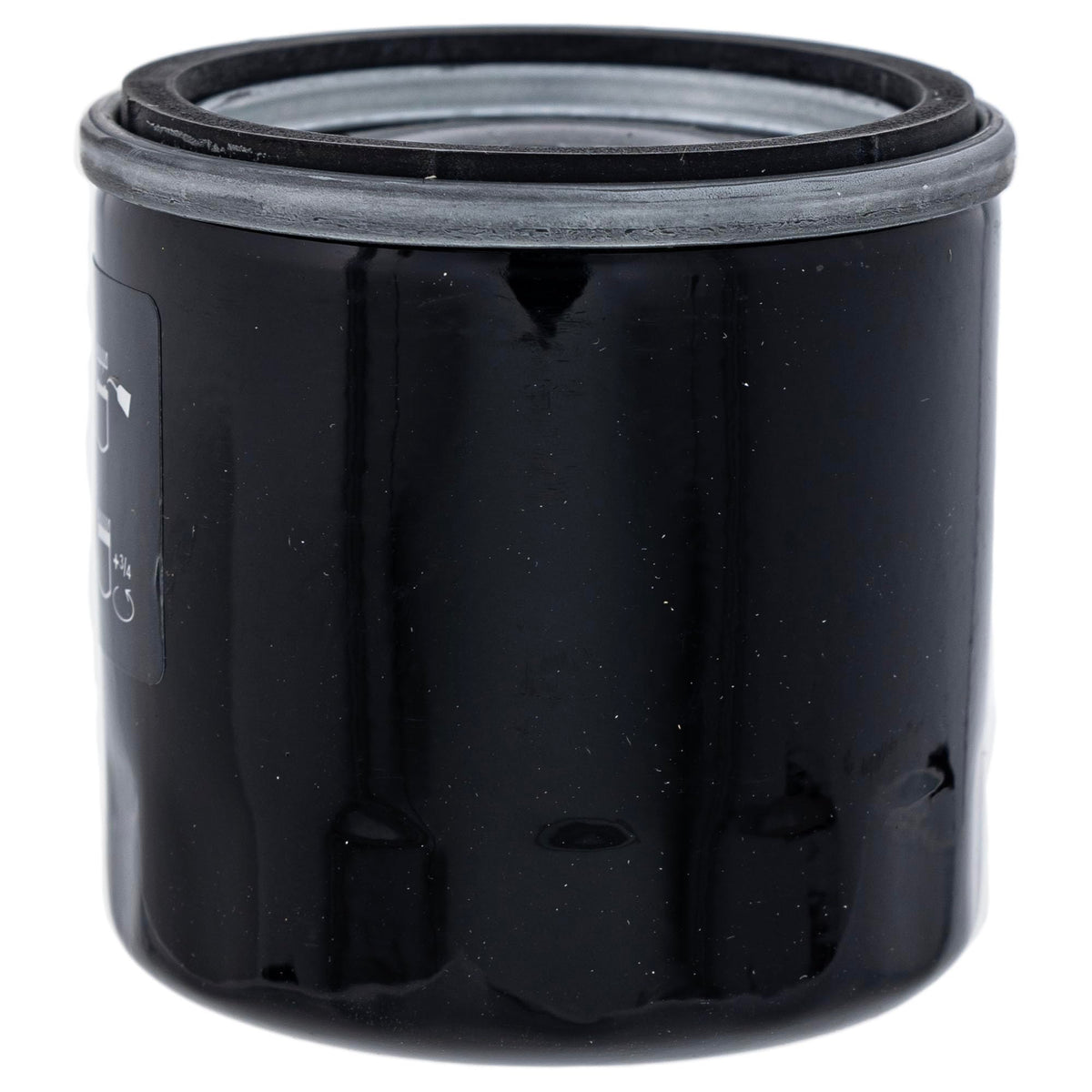 Side view of John Deere M806418 oil filter shows mounting precision