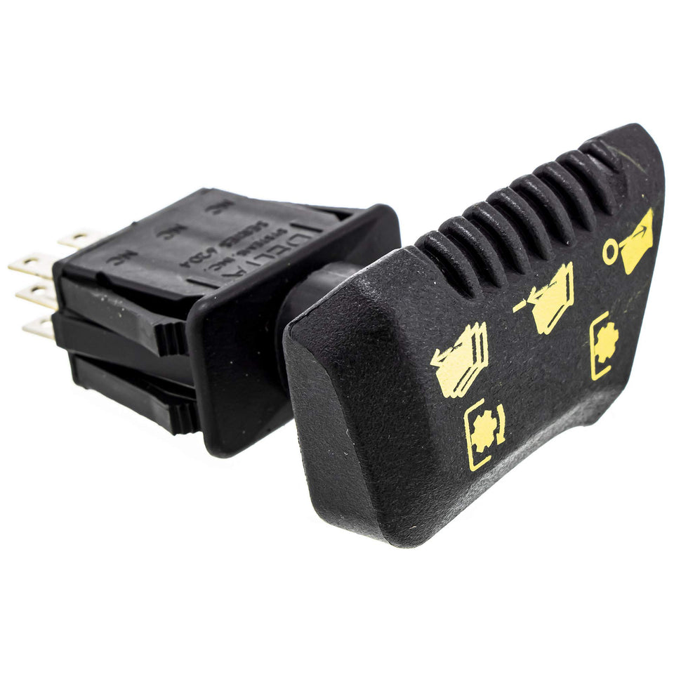 John Deere PTO switch AM135131 front view, OEM reliability for compatible tractors.