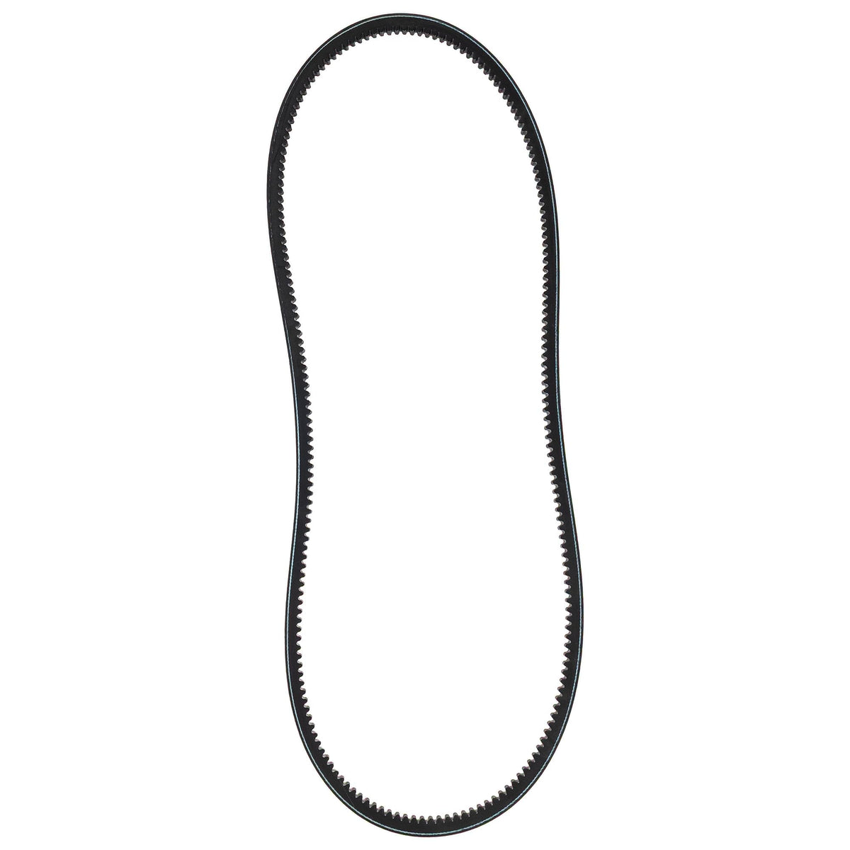 John Deere M154897 v-belt side view highlighting sturdy construction and reduced stretching risk.