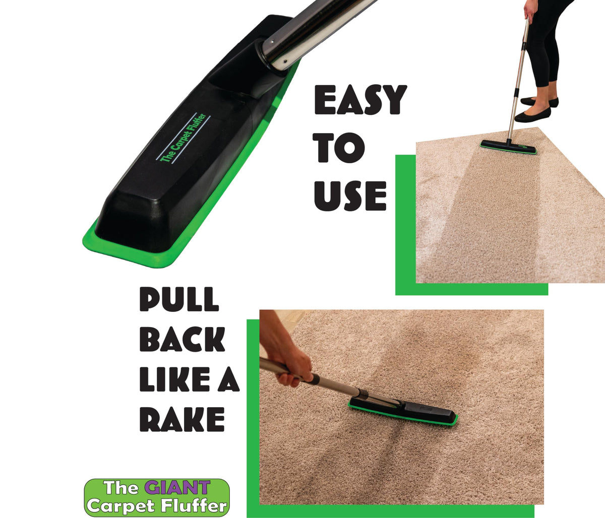 Johnny World Giant Carpet Fluffer removes embedded pet hair from rugs