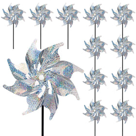 JOHOUSE reflective pinwheels 12-pack in breeze deter birds and add yard color.