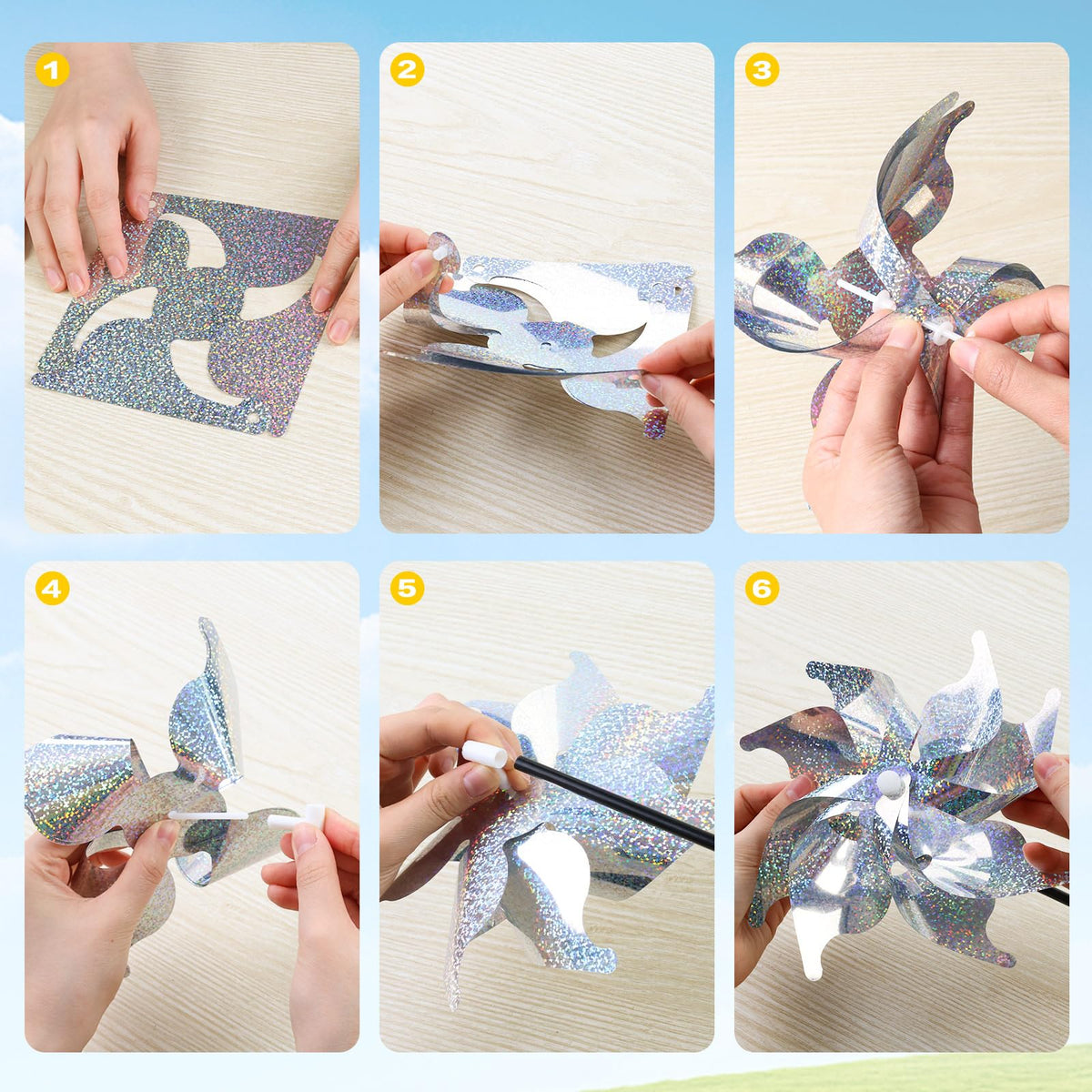 JOHOUSE reflective pinwheels kit is easy to assemble in minutes.
