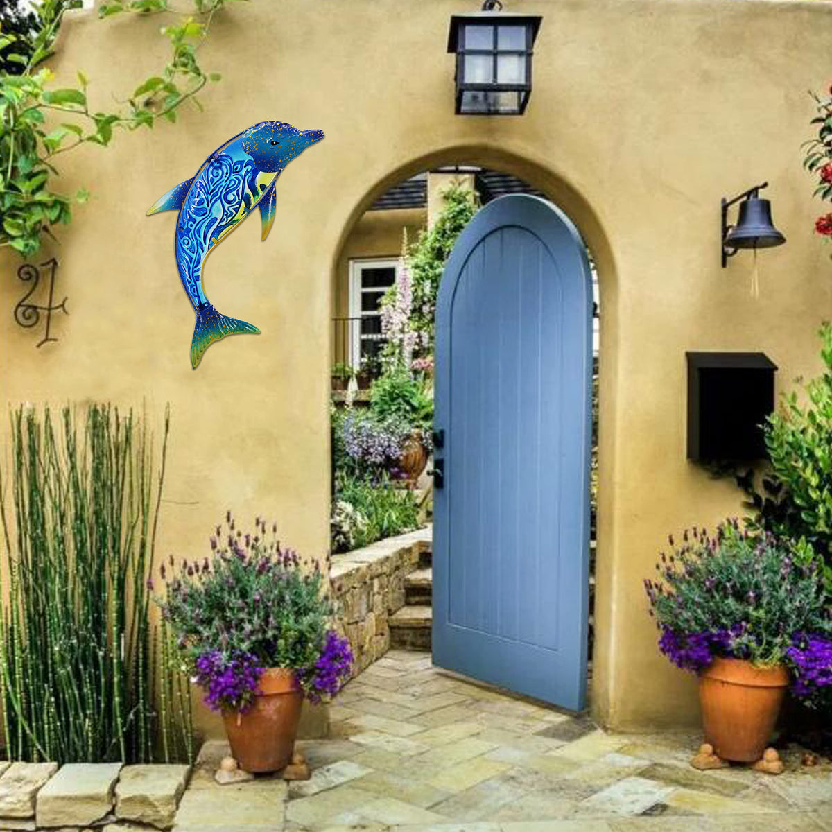 John's Studio sea-themed wall art creates a warm conversational focal point.